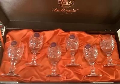 Buy Vintage Webb Hand Cut Lead Crystal Set Of  X6 Port Wine Glasses In Original  Box • 29.95£