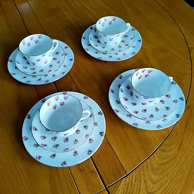 Buy Aynsley 4x Tea Cup& Saucer &Plate Tea Set Hathaway Rose Rosedale Pink Dinnerware • 32£