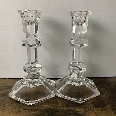 Buy Vintage Over 24% Lead Crystal Candle Holders 6” Inches Tall Set Of 2 • 19.27£