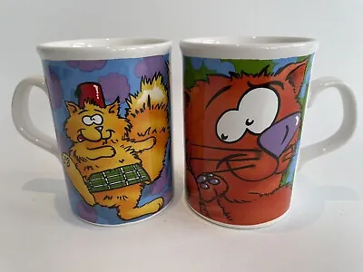Buy Vintage Staffordshire Tableware Ceramic Cat Cartoon Mugs X 2 • 14.99£