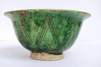Buy Antique Persian Turquoise Glazed Pottery Bowl Green Color Glazed Earthenware  F5 • 318.16£