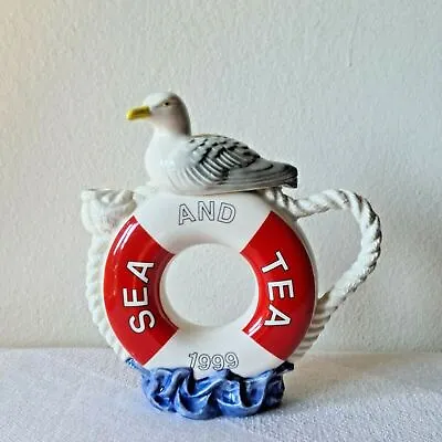 Buy Vintage PAUL CARDEW 8.5  Life Preserver Seagull Sea & Tea Porcelain Teapot 1999 • 113.85£