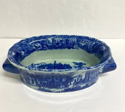 Buy 9 X6  Blue Dish/bowl W'Handles Victorian, Transfer-ware Ironstone Flow Blue Vgc • 19.90£
