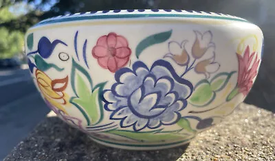 Buy POOLE Pottery Vintage Retro Large Floral Fruit Bowl Dolphin Mark Signed BN • 16£