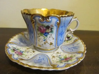 Buy Rare Antique Meissen Style Germany Cup And Saucer Flowers Gold Unmarked • 143.86£