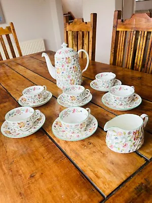 Buy Minton Haddon Hall Coffee Pot And Six Tea Cups And Saucers • 80£