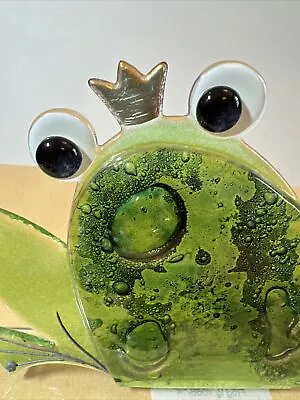 Buy Gorgeous Fused Glass Ornament -Nobile Glassware Large Frog 1066-14 Crown,prince • 25£