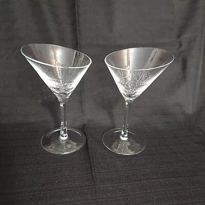 Buy Pier One Slanted Crackled Martini Glasses Angled Rim Stemmed Clear • 26.46£