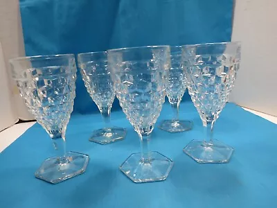 Buy Anchor Hocking 1930s MISS AMERICA Crystal Depression Glass 7” Stem Set 5 Glasses • 10.63£