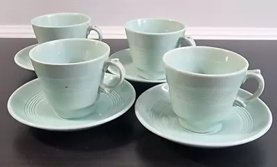 Buy 4 X Woods Ware Beryl Green Teacup Cup And Saucer Small Vintage Ceramic Utility • 15£