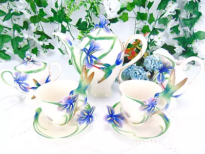 Buy Franz Porcelain Hummingbird Tea Set For Two - 7 Piece Inc. Teapot, Teacups Etc. • 429.99£
