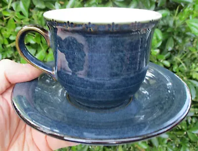 Buy Classic BHS Brecon Pattern Blue Glazed Stoneware Cup & Saucer • 7.49£