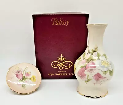 Buy Royal Worcester Bud Vase Lidded Pill Box Set Palissy Spode Foxglove Boxed • 19.95£