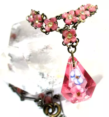 Buy Antique  Art  Nouveau  Czech  Glass Art Glass  Flower Bead  Necklace, • 0.99£