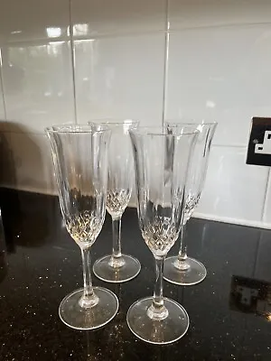 Buy 4x Champagne Flutes Glasses Occasion Christmas Cut Glass Drinkware • 10.96£
