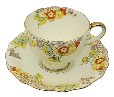 Buy Cynthia Radfords Bone China Fenton England Teacup & Saucer Floral & Gold Accents • 17.05£
