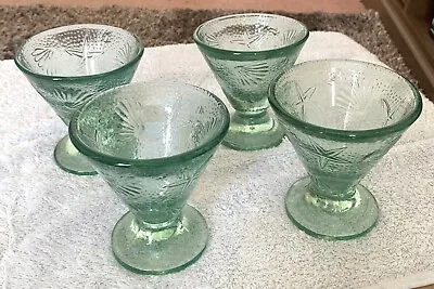 Buy Set Of Four Victorian Heavy Green Goblet Glasses With Shell & Starfish Design • 9.99£