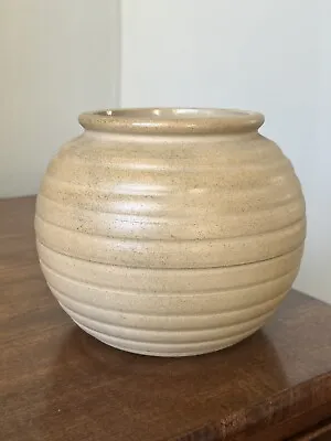 Buy VINTAGE 1930s Ribbed Stoneware Pottery Globe Vase • 20£