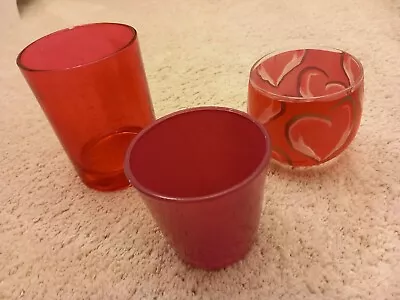 Buy 3 Pink Glass Candle Holders • 3£