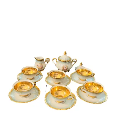 Buy Antique Bavarian Gold Porcelain Tea/Coffee/Demitasse Tea Cups Sugar Bowl *small* • 93.78£