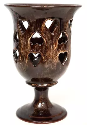 Buy Woburn Candle Tea Light Holder Reactive Glaze Studio Pottery Ceramic Heart Brown • 16.99£