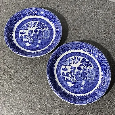 Buy Pair Of Grimwades Ye Old Willow Blue Saucers Stoke On Trent England 6 1/8” VTG • 12.95£