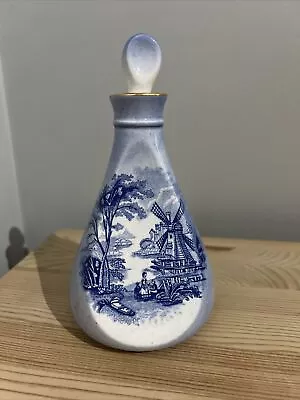 Buy Rare Royal Worcester Blue White Palissy Windmill Ceramic Oil Bottle And Stopper • 5£