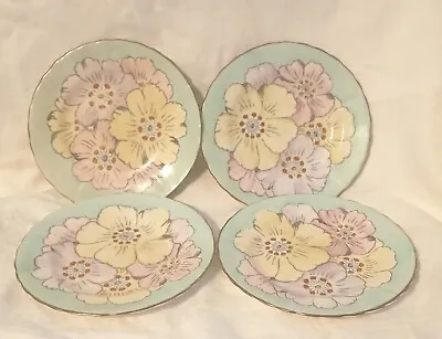 Buy  Tuscan Plant Floral Pattern Beautiful Art Deco Hand Painted Side Plate X 4 • 13.99£