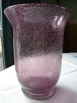Buy Tall Pink Textured Bubble Glass Vase. Handmade. 21cms Tall. • 18£