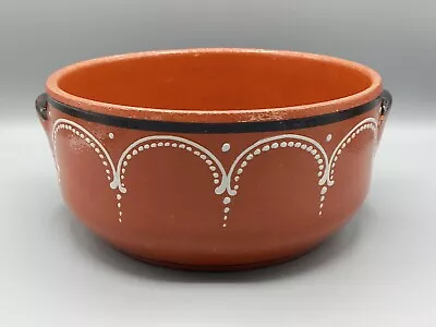 Buy Vintage Portuguese Handpainted Terracotta 'REDWARE' Deep Bowl, Slip Decoration  • 15£