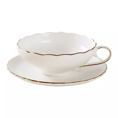 Buy  White Ceramics Bone China Coffee Mug And Saucer Royal Tea Cups Saucers Mugs • 15.15£