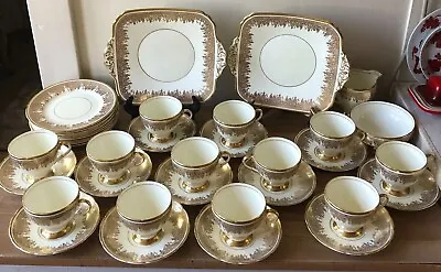 Buy 39 Piece Foley China Vintage Grapevine Gold Filigree Design Tea Or Coffee Set • 126.93£