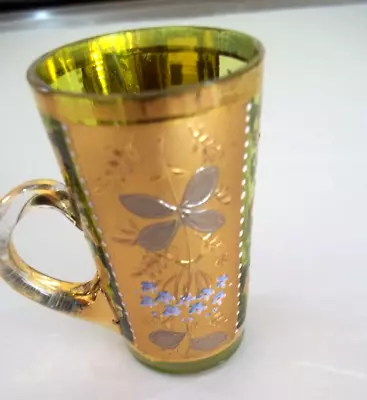 Buy Antique Cordial/Liqueur Cup. Gold & Silver Enamel Green Glass Moser Type 2 3/8  • 46.07£