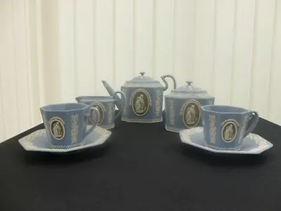 Buy Wedgwood Blue White & Green Jasper Cameo Tea Set Excellent Condition • 1,200£
