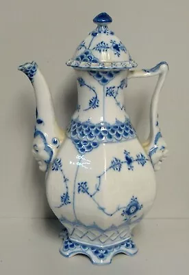 Buy Royal Copenhagen BLUE FLUTED (FULL LACE) 2 Cup Coffee Pot 1/1030 IMPERFECT LID • 379.73£