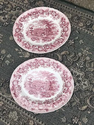 Buy Alfred Meakin Pink & White Romance Vintage Pattern. 2 Medium Meat Platters • 34.99£