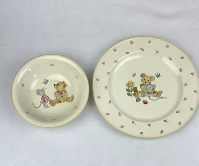 Buy Mikasa Teddy Child's Plate & Bowl Set Teddy Bear Mouse Strawberries Porcelain • 18.89£
