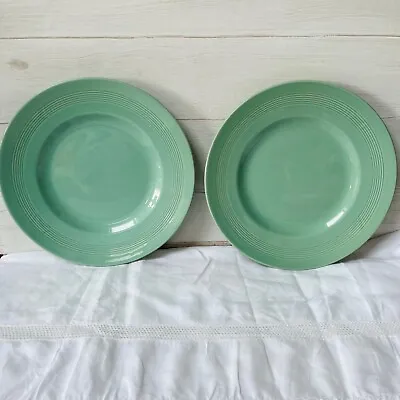 Buy Vintage Wood's Ware Beryl Green Dinner Plates X 2 . Large 25cm / 10  Utility • 14£