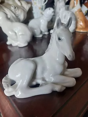 Buy Vintage Lomonosov  Porcelain USSR, White Foal Horse Lying Down • 12£