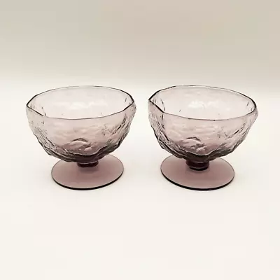 Buy Vintage Morgantown Seneca Glass Set-Amethyst Purple, 6oz Crinkle Dessert Cups • 23.72£