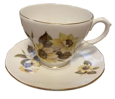 Buy Vintage Teacup And Saucer Burnaby, Duchess Bone China, England 435 Sunflowers • 14.30£