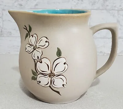 Buy Pigeon Forge Pottery Tenn  Dogwood Flowers With Aqua Blue Interior Pitcher  • 14.43£
