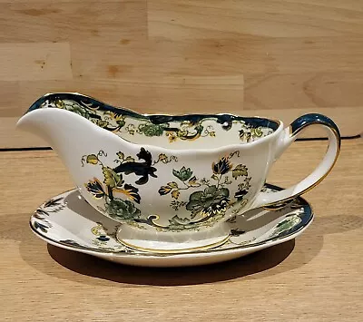 Buy Masons Ironstone Green Chartreuse Gravy Boat And Saucer • 9.99£