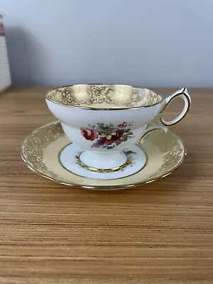 Buy Hammersley Tea Cup & Saucer Gold Floral Footed Cup Vintage England Bone China • 66.30£