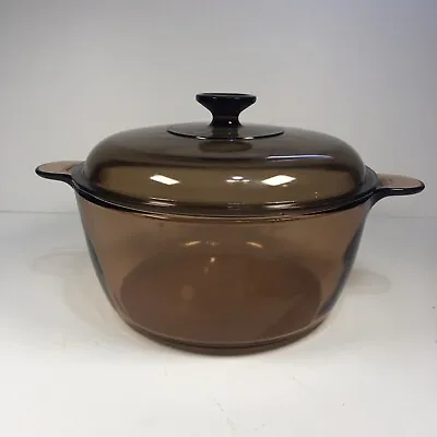Buy Pyrex Visions Amber Dutch Oven 4.5L Stock Pot Corning USA Brown Vision Ware • 26.85£