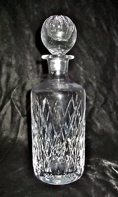 Buy Heavy Vintage Cut Glass Hand Blown Round Decanter W/Hollow Stopper Pontil Mark • 17.50£