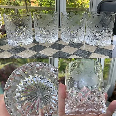 Buy 1 Whisky 3.5”x 3 1/8” Lead Crystal Engraved Grapevine Cut Glass Brierley Hill • 30£