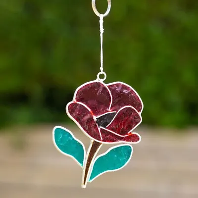 Buy RED POPPY SUN CATCHER - Stained Glass Effect With FREE WINDOW SUCKER • 8.99£