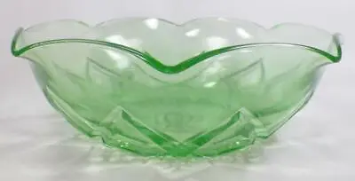 Buy Diamond Arches Fruit Bowl Green Depression Glass Hazel Atlas Ruffled Vintage • 28.81£