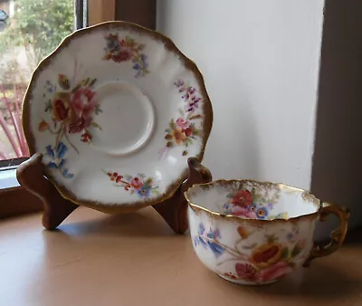 Buy Antique Hammersley Cup And Saucer 'Dresden Sprays' Rd. No. 150153 Pink Backstamp • 54.95£